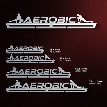 Aerobic Medal Hanger Display available in four sizes from 35 cm to 75 cm, made of durable stainless steel with sleek design.