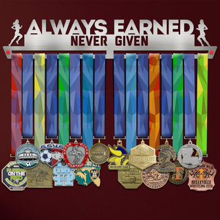 Always Earned Never Given Medal Hanger Display FEMALE-Medal Display-Victory Hangers®