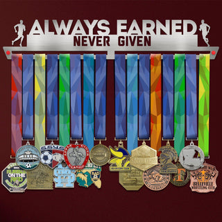 Always Earned Never Given Medal Hanger Display MALE-Medal Display-Victory Hangers®
