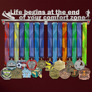Life Begins At The End Of Your Comfort Zone Medal Hanger Display Victory Medal Hangers®