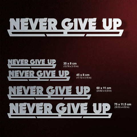 United Medals Cintre Porte-Médailles 'Never Give UP' - Acier Noir Mat - Jusqu'à 48 Médailles